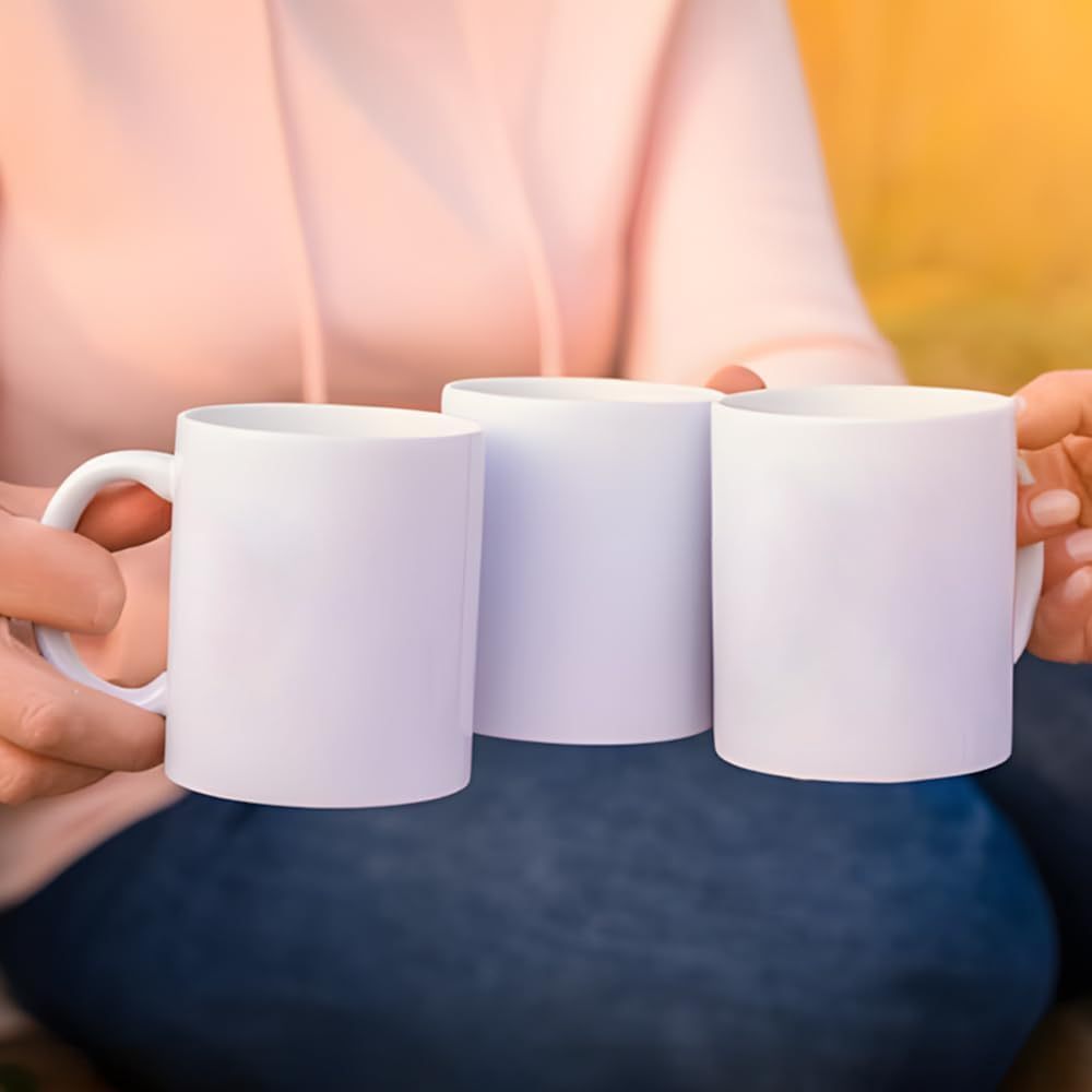 24-Piece Bulk White Ceramic Mugs for Sublimation Printing